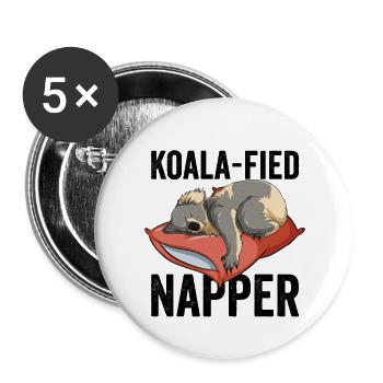 Koala fiziert Napper - Buttons groß 56 mm (5er Pack) - Weiß - Vorne