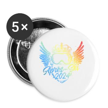 Après-ski 2024 Coloré - Lot de 5 grands badges (56 mm) - blanc - Devant