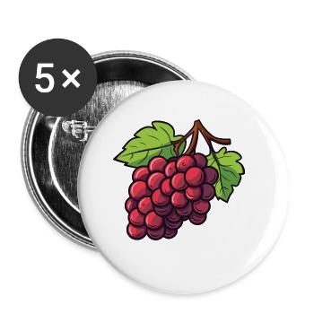 Weintrauben Symbol - Buttons groß 56 mm (5er Pack) - Weiß - Vorne