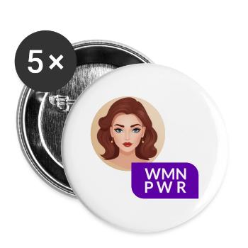 WMN PWR - Female Face - 06 - Buttons large 2.2''/56 mm (5-pack) - white - Front