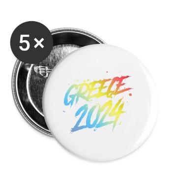 Grèce 2024 Équipe de vacances colorée - Lot de 5 grands badges (56 mm) - blanc - Devant
