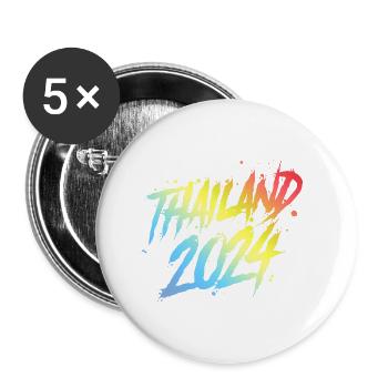 Thaïlande 2024 Équipe de vacances colorée - Lot de 5 grands badges (56 mm) - blanc - Devant
