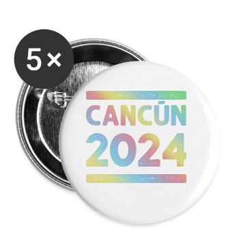 L’équipe colorée des Fêtes de Cancún 2024 - Lot de 5 grands badges (56 mm) - blanc - Devant