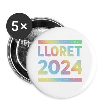 Lloret De Mar 2024 Équipe de vacances colorée - Lot de 5 grands badges (56 mm) - blanc - Devant