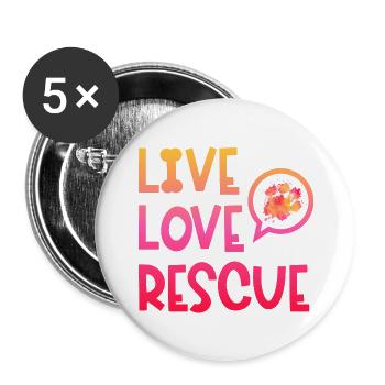 Live Love Rescue Dog Paw Shelter - Buttons large 2.2''/56 mm (5-pack) - white - Front