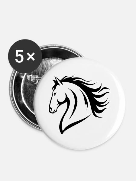 Reiten Reiten - Buttons groß 56 mm (5er Pack) - Weiß