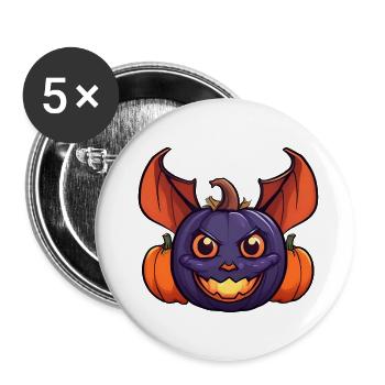 Halloween Pumpkin Bat - Buttons large 2.2''/56 mm (5-pack) - white - Front
