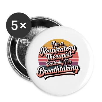 Respiratory Therapist I'm Breathtaking 8 - Buttons groß 56 mm (5er Pack) - Weiß - Vorne