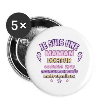 Maman docteur, cadeau fête des mères,Noël - Lot de 5 grands badges (56 mm) - blanc - Devant