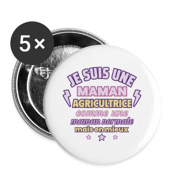 Maman agricultrice, cadeau fête des mères,Noël - Lot de 5 grands badges (56 mm) - blanc - Devant