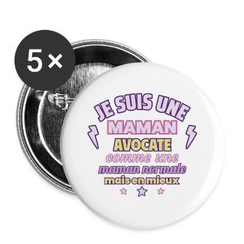 Maman avocate, cadeau fête des mères,Noël - Lot de 5 grands badges (56 mm) - blanc - Devant