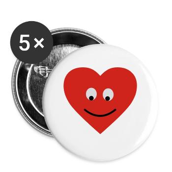 heart face - Buttons large 2.2''/56 mm (5-pack) - white - Front
