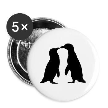 Penguins in love - Pinguine lieben sich - Buttons groß 56 mm (5er Pack) - Weiß - Vorne