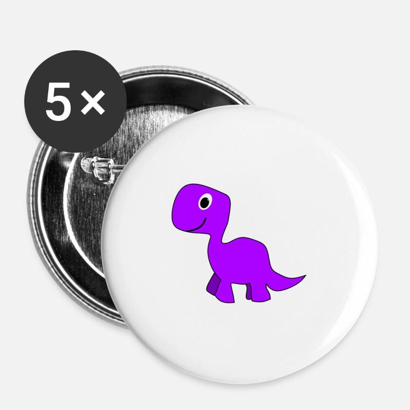 Cute Purple Dinosaur - Buttons large 2.2''/56 mm (5-pack) - white