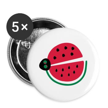 pastèque coccinelle - Lot de 5 grands badges (56 mm) - blanc - Devant