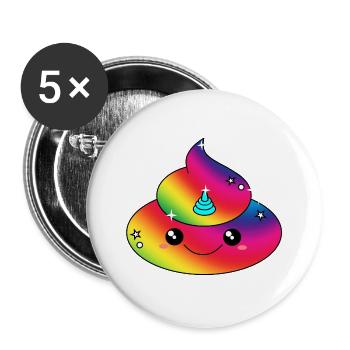 Poopicorn Poop Unicorn Poo Shirt Gift - Buttons large 2.2''/56 mm (5-pack) - white - Front