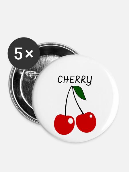 Kirsche - Buttons groß 56 mm (5er Pack) - Weiß