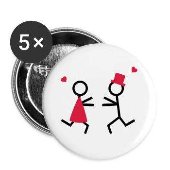 partner shirt couple runs to each other - Buttons large 2.2''/56 mm (5-pack) - white - Front