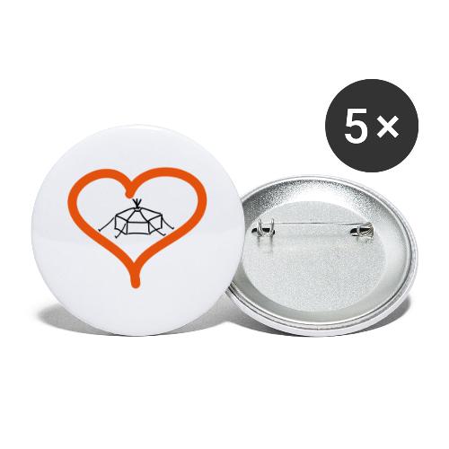 Herzjurte - Buttons groß 56 mm (5er Pack)