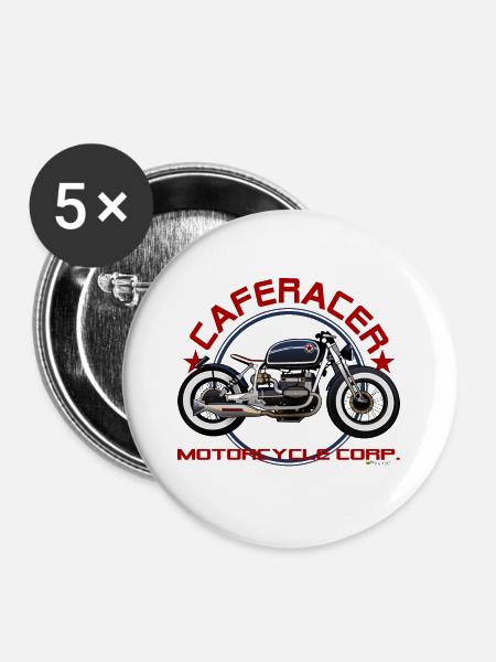 Cafe Racer - Buttons groß 56 mm (5er Pack) - Weiß