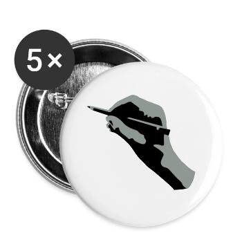 Drawing Hand, Hand and Pencil - Buttons large 2.2''/56 mm (5-pack) - white - Front
