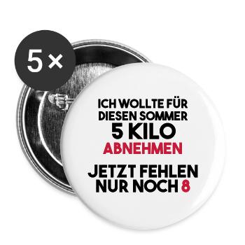 Abnehmen für den Sommer fehlgeschlagen - Buttons groß 56 mm (5er Pack) - Weiß - Vorne
