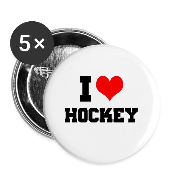 I Love Hockey, Ice hockey - Buttons groß 56 mm (5er Pack) - Weiß - Vorne