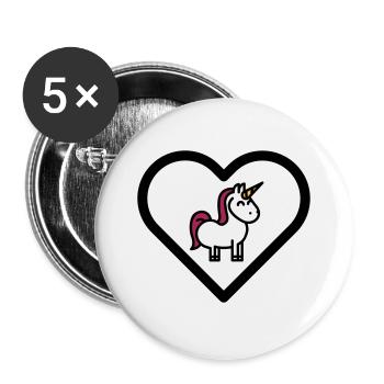 Heart unicorns unicorns girls children cute fairy tales - Buttons large 2.2''/56 mm (5-pack) - white - Front