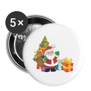 Weihnachtsmann - Buttons groß 56 mm (5er Pack) - Weiß - Vorne