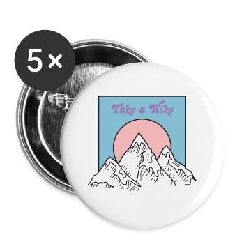 Take A Hike, Retro Vintage Mountains Hiking - Lot de 5 grands badges (56 mm) - blanc - Devant