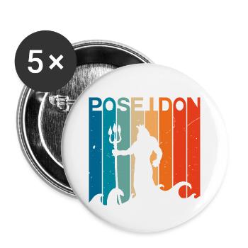 Poseidon Graphic - Buttons large 2.2''/56 mm (5-pack) - white - Front