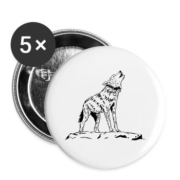 Howling wolf - Buttons large 2.2''/56 mm (5-pack) - white - Front