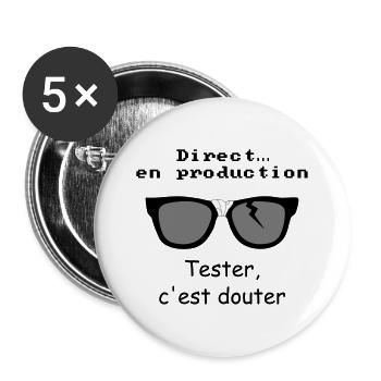 Tester c'est douter - Lot de 5 grands badges (56 mm) - blanc - Devant