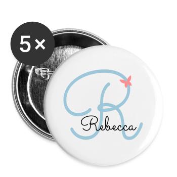 Rebecca nom de famille - Lot de 5 grands badges (56 mm) - blanc - Devant