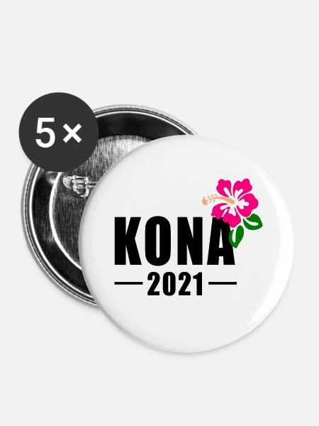TRIATHLON KONA 2021 - Buttons groß 56 mm (5er Pack) - Weiß