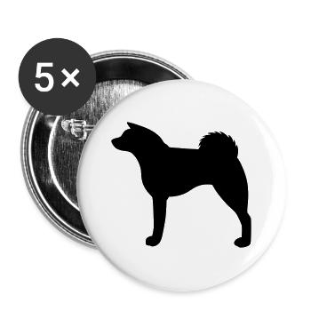 Akita Inu Silhouette - Buttons groß 56 mm (5er Pack) - Weiß - Vorne