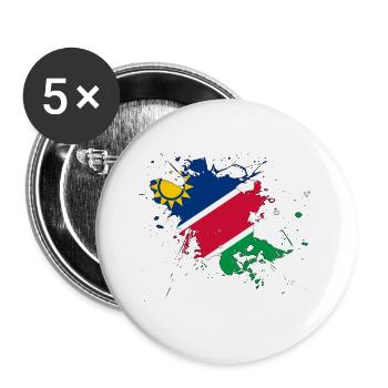 Namibia Flagge als Farbklecks - Buttons groß 56 mm (5er Pack) - Weiß - Vorne