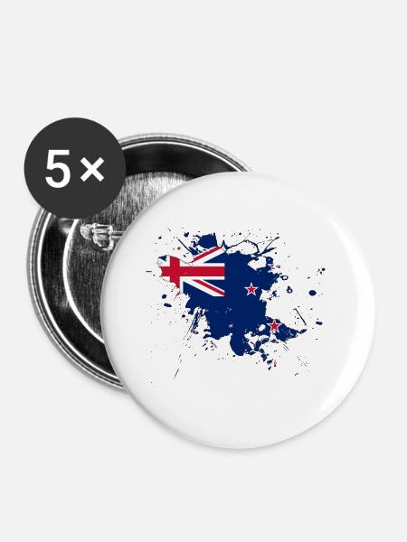 Neuseeland Flagge als Farbklecks - Buttons groß 56 mm (5er Pack) - Weiß