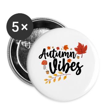 Herbst Vibes - Buttons groß 56 mm (5er Pack) - Weiß - Vorne