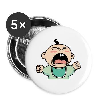 Weinendes Baby Comic Brüllen Schreien Zornig Wut - Buttons groß 56 mm (5er Pack) - Weiß - Vorne