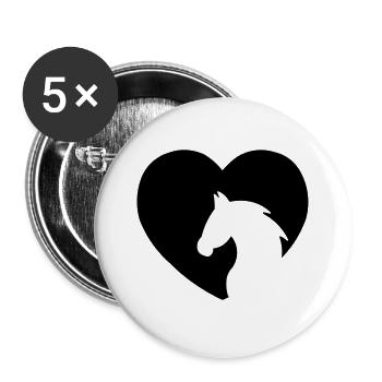 CHEVAL POUR MON CŒUR - Lot de 5 grands badges (56 mm) - blanc - Devant