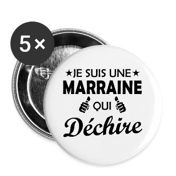 je suis une marraine qui déchire - Lot de 5 grands badges (56 mm) - blanc - Devant