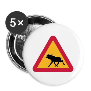 Moose warning sign - Buttons large 2.2''/56 mm (5-pack) - white - Front