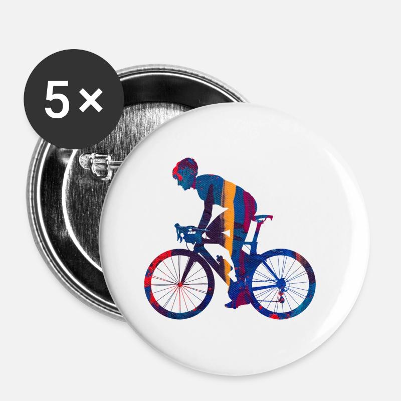 vélo - Lot de 5 grands badges (56 mm) - blanc