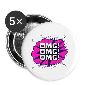 Omg Omg Omg - Buttons groß 56 mm (5er Pack) - Weiß - Vorne