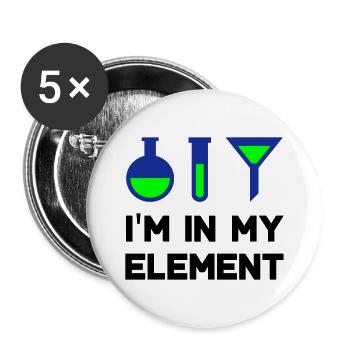 I'm in my element (flask, test tube, funnel) - Buttons large 2.2''/56 mm (5-pack) - white - Front