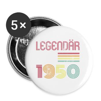 Legendär Seit 1950 Jahr Retro 50er Jahrgang - Buttons groß 56 mm (5er Pack) - Weiß - Vorne