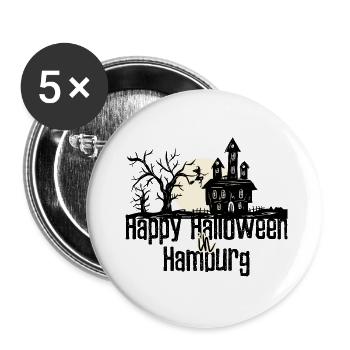 Happy Halloween in Hamburg Stadtnamen Design - Buttons groß 56 mm (5er Pack) - Weiß - Vorne