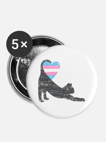 trans flag cat I - Buttons groß 56 mm (5er Pack) - Weiß