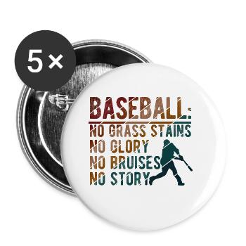 Baseball - Buttons groß 56 mm (5er Pack) - Weiß - Vorne